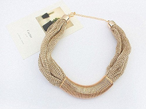 Asma Gold Colour Twisted Chain Statement Necklace for Women