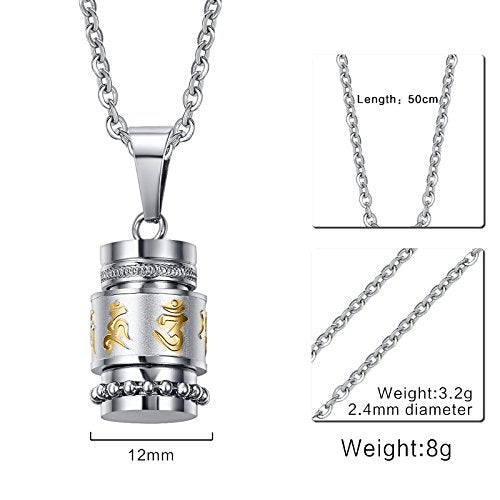 Asma Jewel House Cool Rotatable Mantra Stainless Steel Prayer Pendant Free Chain 20" Chain Necklace for Men/Boys