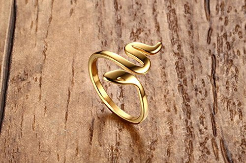 Asma Jewel House 2MM stainless steel open ring snake ring for Women (Gold)