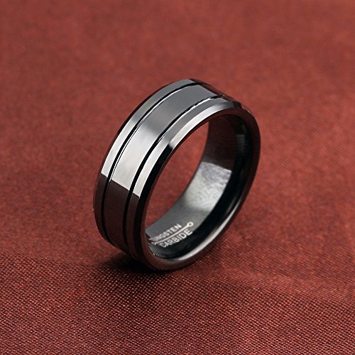 Asma Tungsten Steel Black Classic Style Charm Wedding Ring for Men