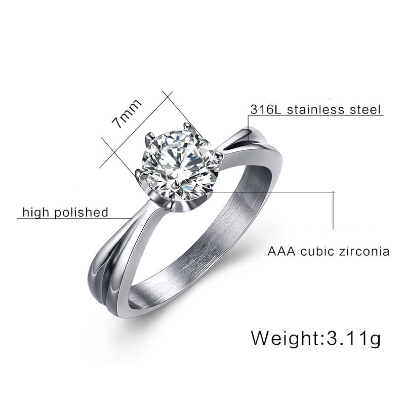 Asma Jewel House micro-inlaid zircon solitaire engagement wedding ring for girls women