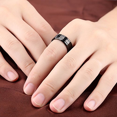 Asma Tungsten Steel Black Classic Style Charm Wedding Ring for Men