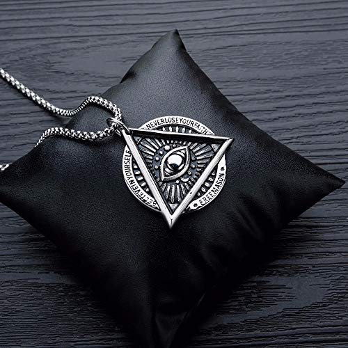 Asma Jewel House Horus Eye of Providence Freemason Evil Eye Stainless Steel Talisman Sign Necklace for Men/Boys