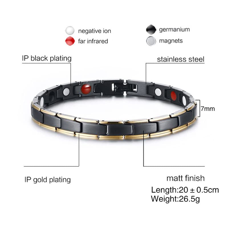 Asma Jewel House Health Black Power Magnet Magnetic Stones Chain Stainless Steel bracelet for women