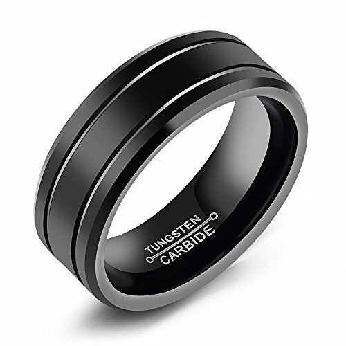 Asma Tungsten Steel Black Classic Style Charm Wedding Ring for Men