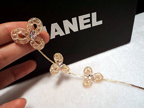 Asma Jewel House gold colour crystals charm drop dangler flower design tassel earrings for women/girls