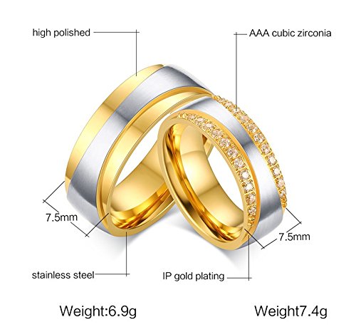 Asma Jewel House CZ Diamond 18K Gold Plating Lover's Wedding Engagement Couple Rings for His & Her