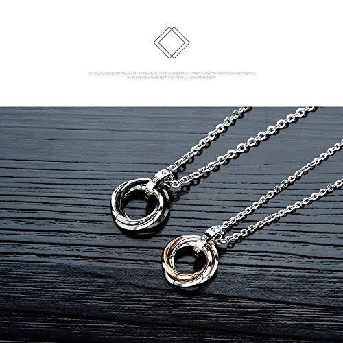 Asma Jewel House Three Rings Round Circle Pendant Couple Love Matching Pendant Necklace for Lovers/Couples Set of 2