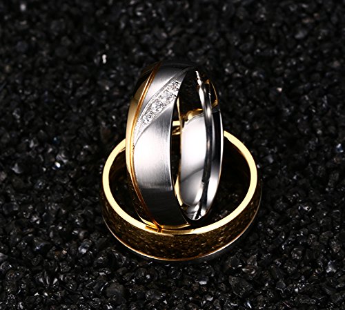 Asma Jewel House 18k Gold Plated Zirconia Stainless Steel Engagement Wedding Band Couple Ring