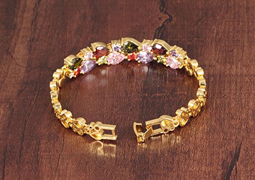 Asma Jewel House 18K Gold Tone Colorful Swarovski Elements Cubic Zirconia Bracelet for Women