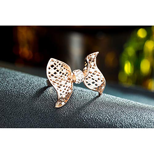 Asma Jewel House Trendy Gold Bowknot Rhinstones Hollow Ring for Women and Girls