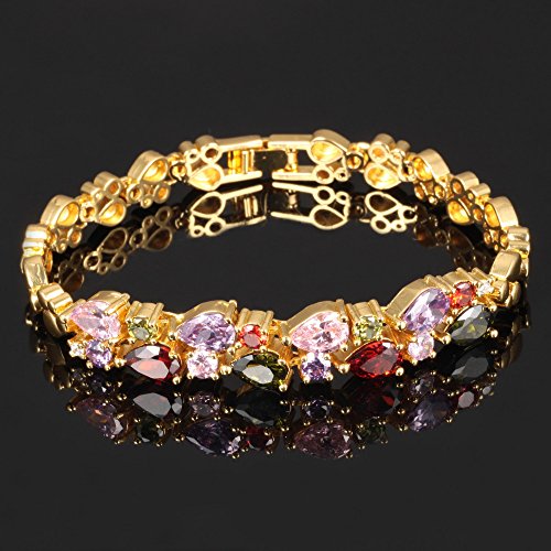 Asma Jewel House 18K Gold Tone Colorful Swarovski Elements Cubic Zirconia Bracelet for Women