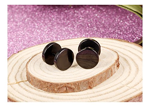 Asma Jewel House Dumbbell Design Man Fashion Stainless Steel Black Stud Earrings for Men (Pair)