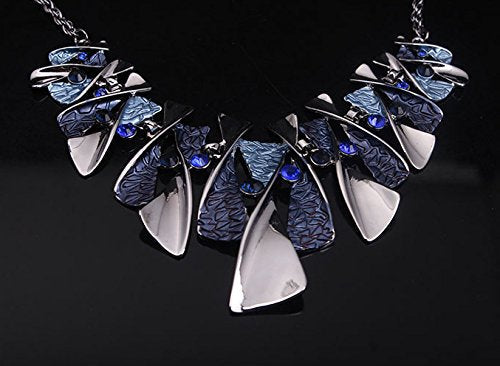 Asma luxury blue colour retro design necklace with earring for women