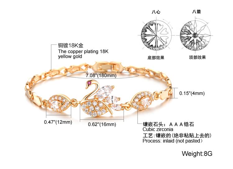 Asma Jewel House Gorgeous 18k Gold Plated Bangle Inlaid Swarovski Elements Crystal Swan Design Bracelet for women