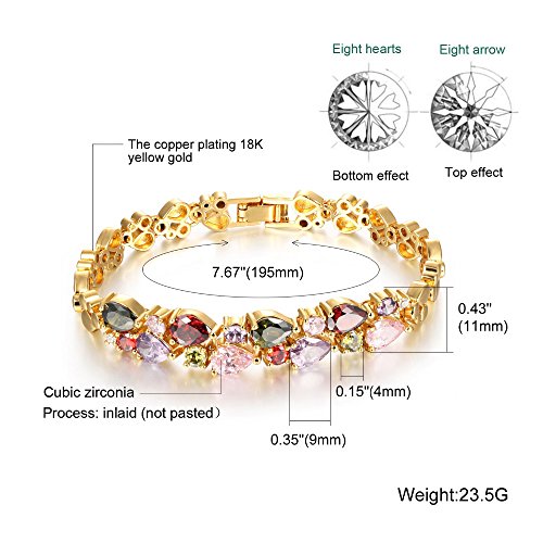 Asma Jewel House 18K Gold Tone Colorful Swarovski Elements Cubic Zirconia Bracelet for Women