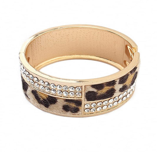 Asma Jewel House Beautiful Leopard Pattern Alloy Cuff Bangle Bracelet for Women