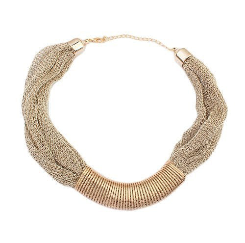 Asma Gold Colour Twisted Chain Statement Necklace for Women