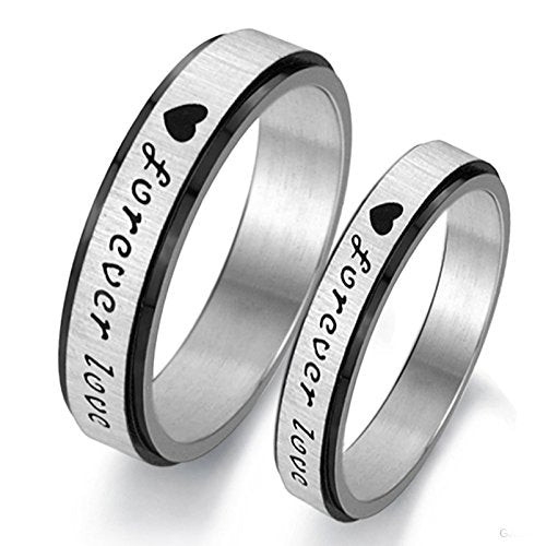 Asma Jewel House Heart Forever Love Silver Stainless Steel Couple Ring for Men and Women