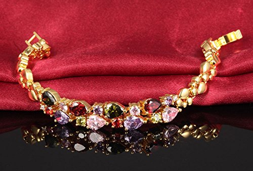 Asma Jewel House 18K Gold Tone Colorful Swarovski Elements Cubic Zirconia Bracelet for Women