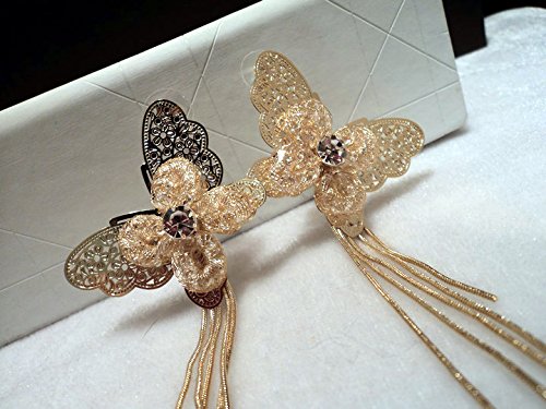 Asma Jewel House butterfly shape austrian crystals gold plated tassel earrings for women and girls