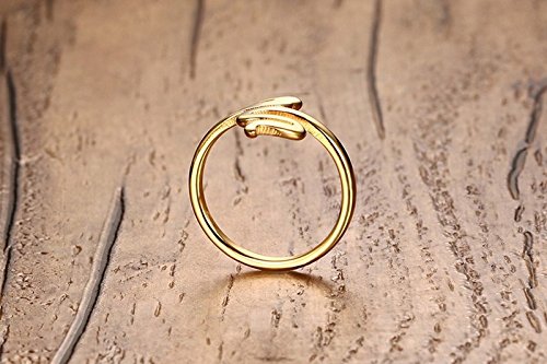 Asma Jewel House 2MM stainless steel open ring snake ring for Women (Gold)