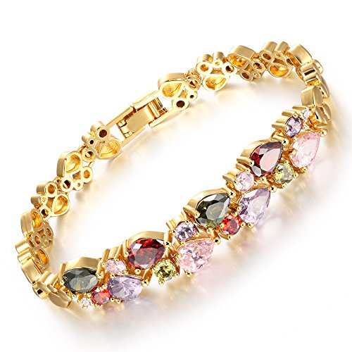 Asma Jewel House 18K Gold Tone Colorful Swarovski Elements Cubic Zirconia Bracelet for Women