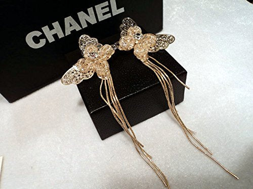 Asma Jewel House butterfly shape austrian crystals gold plated tassel earrings for women and girls