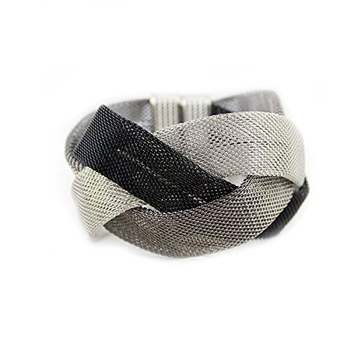 Asma Trendy Black & Silver Alloy Magnetic Bracelet for Women