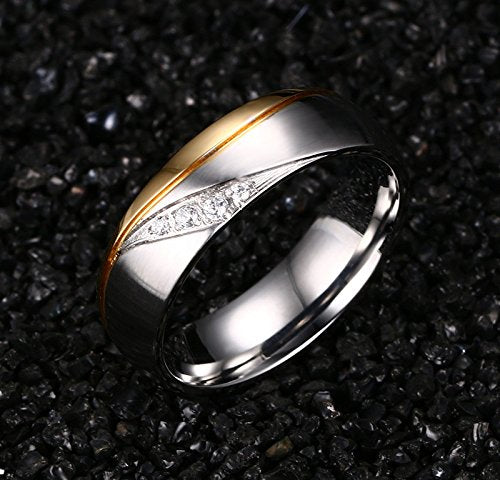 Asma Jewel House 18k Gold Plated Zirconia Stainless Steel Engagement Wedding Band Couple Ring