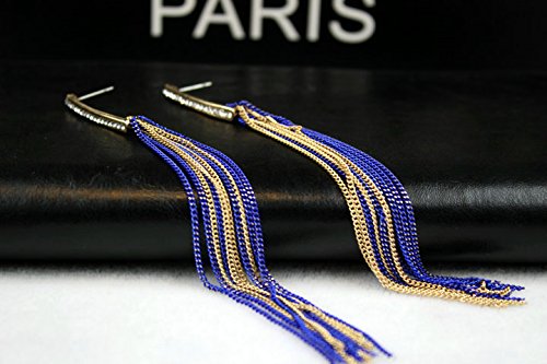 Asma Jewel House blue gold colour stylish tassel earrings for women/girls