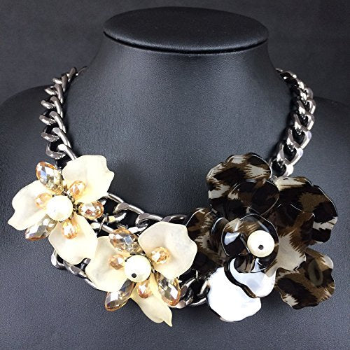 Asma Leopard Design 3 Flower Designer Necklace for Women