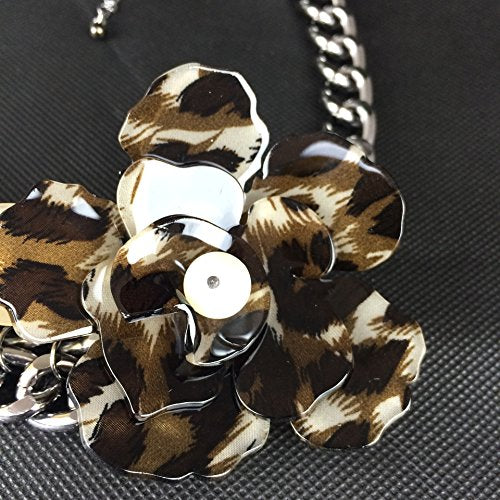 Asma Leopard Design 3 Flower Designer Necklace for Women