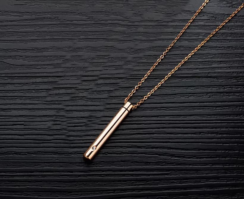 Asma Jewel House Gold Color Openable Cylinder Cremation Pendant Ashes Urn Memorial Keepsake Necklace For Men and Women