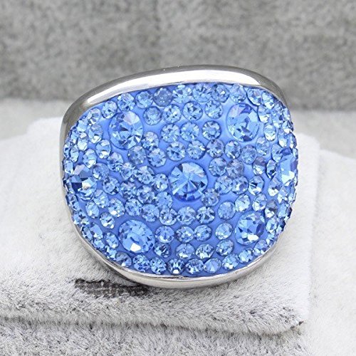 Asma Jewel House Stainless Steel Blue CZ Crystals Wedding Ring for Women