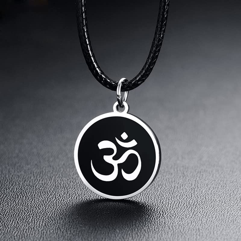 Asma Jewel House Buddha Namaste Ohm Om Aum Sanskrit Symbol Pendant Necklace for Men Women