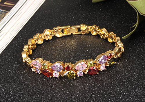 Asma Jewel House 18K Gold Tone Colorful Swarovski Elements Cubic Zirconia Bracelet for Women