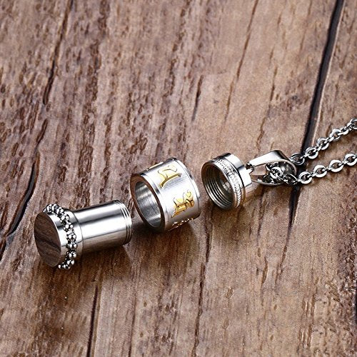 Asma Jewel House Cool Rotatable Mantra Stainless Steel Prayer Pendant Free Chain 20" Chain Necklace for Men/Boys