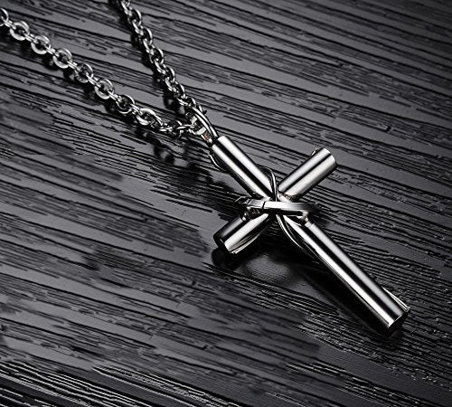 Asma Jewel House Cross and Ring Pendant with Stainless Steel Chain Lovers Necklace for Men