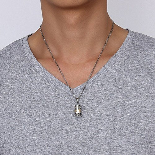 Asma Jewel House Cool Rotatable Mantra Stainless Steel Prayer Pendant Free Chain 20" Chain Necklace for Men/Boys