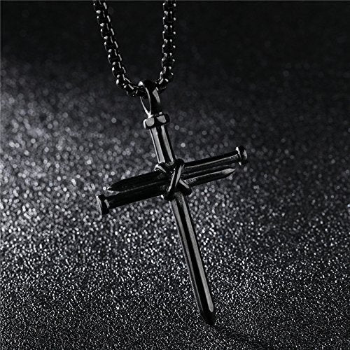 Asma Jewel House Brand Statement Nail Cross Charm Pendant Stainless Steel Necklace for men/boys