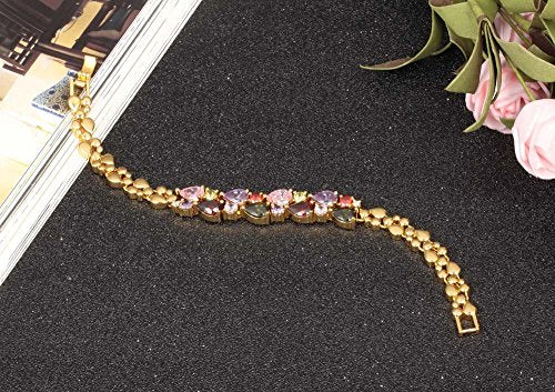 Asma Jewel House 18K Gold Tone Colorful Swarovski Elements Cubic Zirconia Bracelet for Women